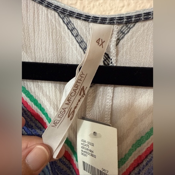 NWT Melissa McCarthy Seven7 Cover Up Duster Kimono Shirt Plus size 4X Rainbow - Picture 2 of 11